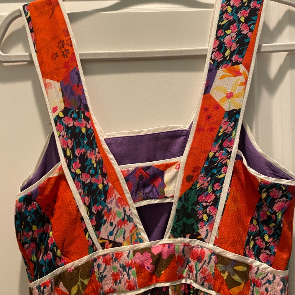 Anthropologie Floral Patchwork Maxi Dress in Red, Purple, Green - Picture 8 of 13